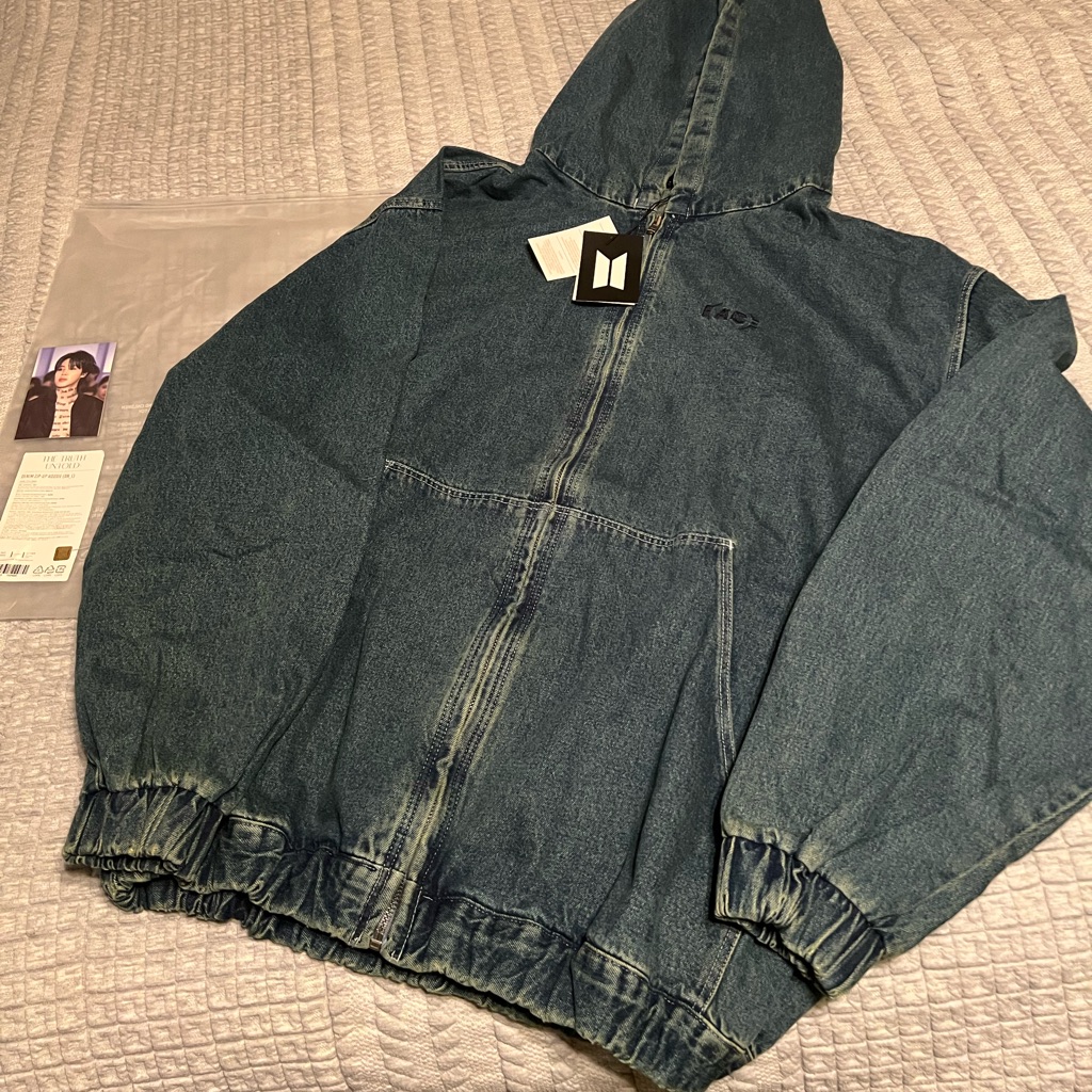 Official Rare Bts Jimin Exhibition The Truth Untold Pop Up Denim Zipup Hoodie